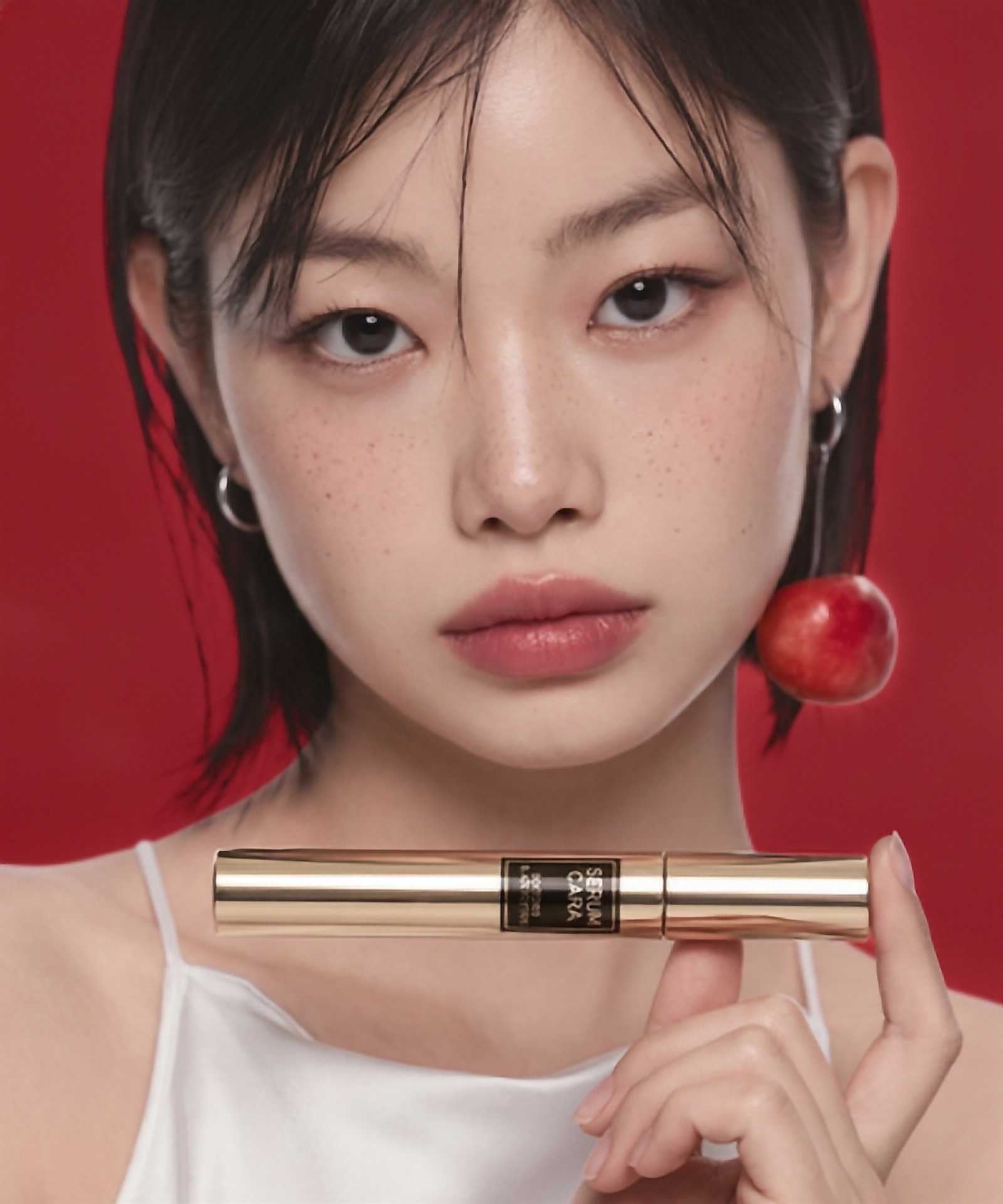Doctor.3 Black Peptide Serumcara mascara held by model